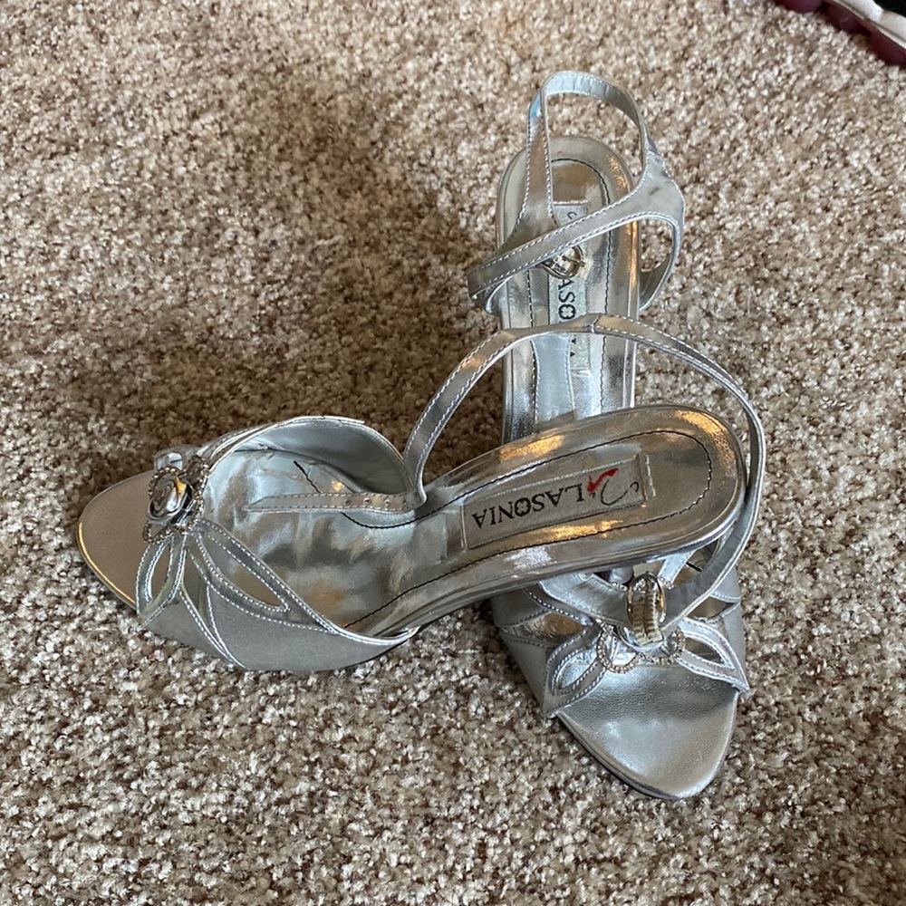 Silver party heels